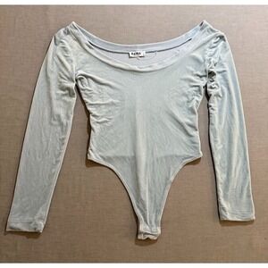 Vintage B.C.B.G. Skirt‎ Womens Medium Blue Long Sleeved Ribbed Knit Bodysuit USA
